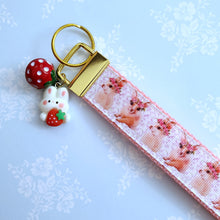 Load image into Gallery viewer, Bunny with Head Wreath Key Chain Fob with Bunny Charm
