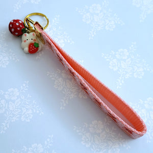 Bunny with Head Wreath Key Chain Fob with Bunny Charm