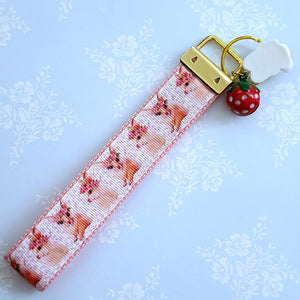 Bunny with Head Wreath Key Chain Fob with Bunny Charm