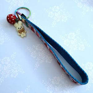 Bunnies with Bows Stars and Polka Dots Key Chain Fob your choice of hardware color