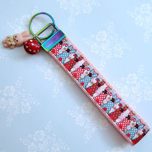 Bunnies with Bows Stars and Polka Dots Key Chain Fob your choice of hardware color