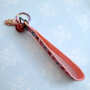 Bunnies with Bows Stars and Polka Dots Key Chain Fob your choice of hardware color
