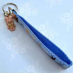 Bunny Shadows Hopping Along Key Chain Fob with Bunny Charm
