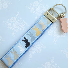 Load image into Gallery viewer, Bunny Shadows Hopping Along Key Chain Fob with Bunny Charm
