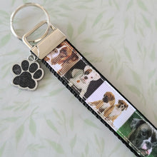 Load image into Gallery viewer, Dog Boxer Key Fob / Key Chain with Enameled Paw Print Charm
