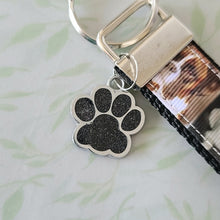 Load image into Gallery viewer, Dog Boxer Key Fob / Key Chain with Enameled Paw Print Charm
