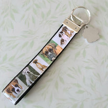 Load image into Gallery viewer, Dog Boxer Key Fob / Key Chain with Enameled Paw Print Charm
