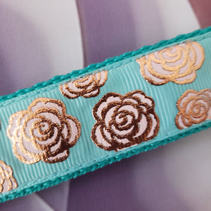 Roses on Citrine and Gold Key Chain Fob on Rose Gold with Rose Charm